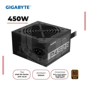 Fuente de Poder Gigabyte P450B 450W, ATX, 80PLUS BRONZE