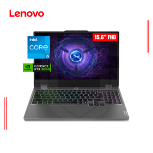 LAPTOP LENOVO LOQ 15IAX9 INTEL CORE i5-12450HX, RAM 8GB DDR5, SSD 512GB, 15.6" FHD 144hz, TARJETA DE VIDEO RTX 3050 6GB (83GS006WLM)