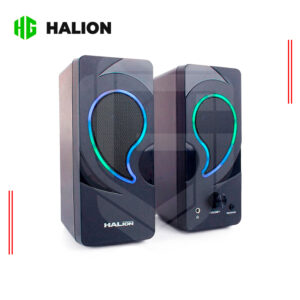 PARLANTE HALION GAMER 2.1, S334 AUDIO ESTÉREO CON ILUMINACION LED RGB, CONTROL DE VOLUMEN, COLOR NEGRO