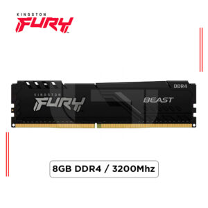 MEMORIA RAM KINGSTON FURY BEAST, 8GB DDR4-3200MHz, PC4-25600, CL16, 1.35V, 288-Pines