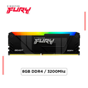 MEMORIA RAM KINGSTON FURY BEAST RGB, 8GB DDR4-3200MHz, PC4-25600 (kf432c16bb2a/8)