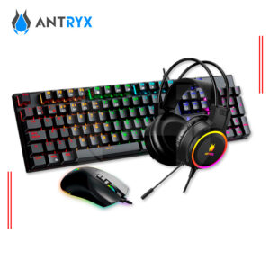 KIT ANTRYX GC3100 X3 BLACK RGB TECLADO SWITCH RED + AUDIFONO + MOUSE