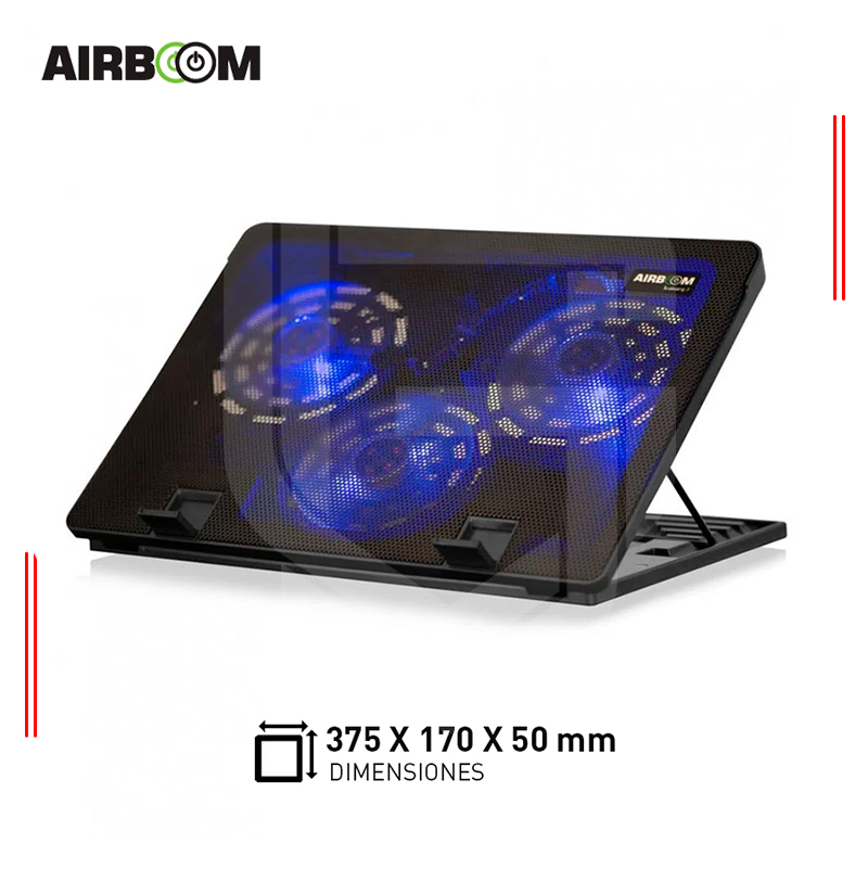 COOLER PARA LAPTOP AIRBOOM ICEBERG 3 AB 13, 03 FAN, 115MM, HASTA 17”, 2 USB
