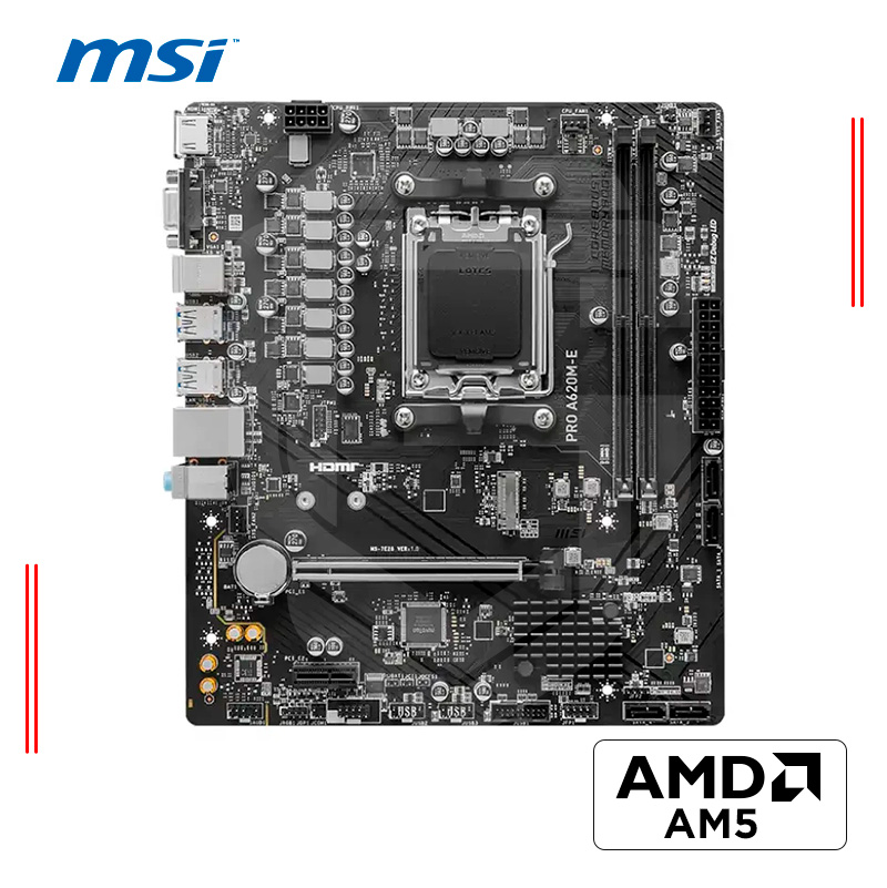 PLACA MSI PRO A620M-E, CHIPSET AMD A620, SOCKET AM5, HDMI, VGA, mATX