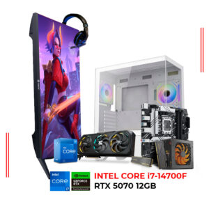 COMPUTADORA GAMER INTEL CORE i7 14700F, RAM 16GB DDR5, SSD 1TB, GEFORCE RTX 5070 12GB, MONITOR 27" FHD