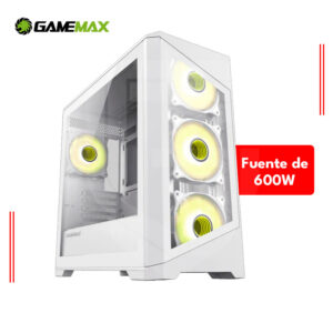 CASE GAMEMAX DESTROYER TGB WHITE, FUENTE 600W, 4 FAN ARGB, VIDRIO TEMPLADO.