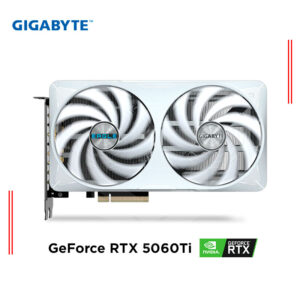 TARJETA DE VIDEO GIGABYTE GEFORCE RTX 5060Ti 16GB GDDR7 EAGLE OC ICE (GV-N506TEAGLE OC ICE-16GB) 128 BITS, 2 VENTILADORES